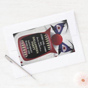 Scary Clown Halloween Party Carnival Circus Horror Rectangular Sticker
