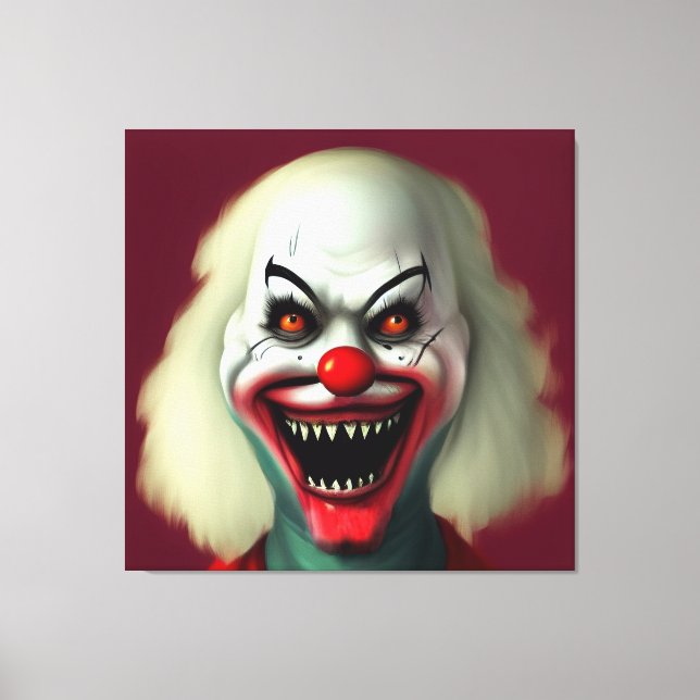 scary clown horror portrait ugly monster Halloween Canvas Print (Front)