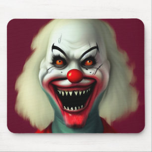 scary clown horror portrait ugly monster Halloween Mouse Mat