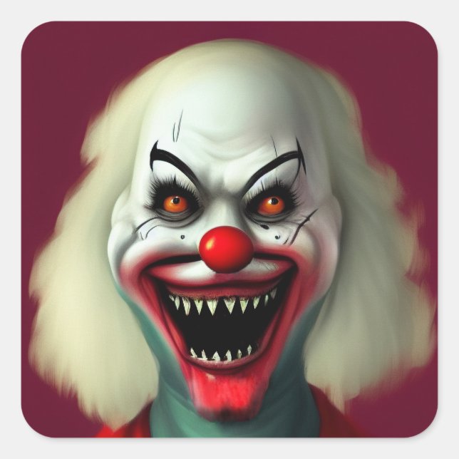 scary clown horror portrait ugly monster Halloween Square Sticker (Front)