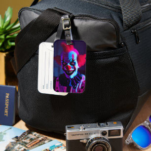 scary clown luggage tag