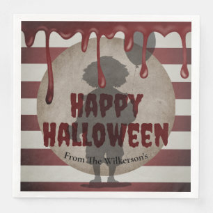 Scary Clown Shadow Creepy  Carnival Halloween Napkin