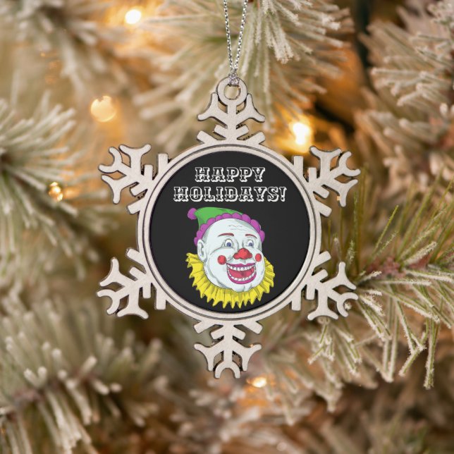 Scary Clown Snowflake Framed Ornament (Tree)
