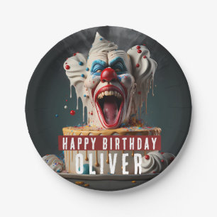 Scary clown themed Birthday Paper Plate