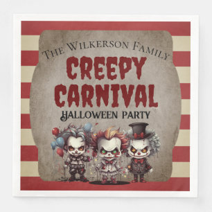 Scary Clowns Halloween Carnival Party Napkin