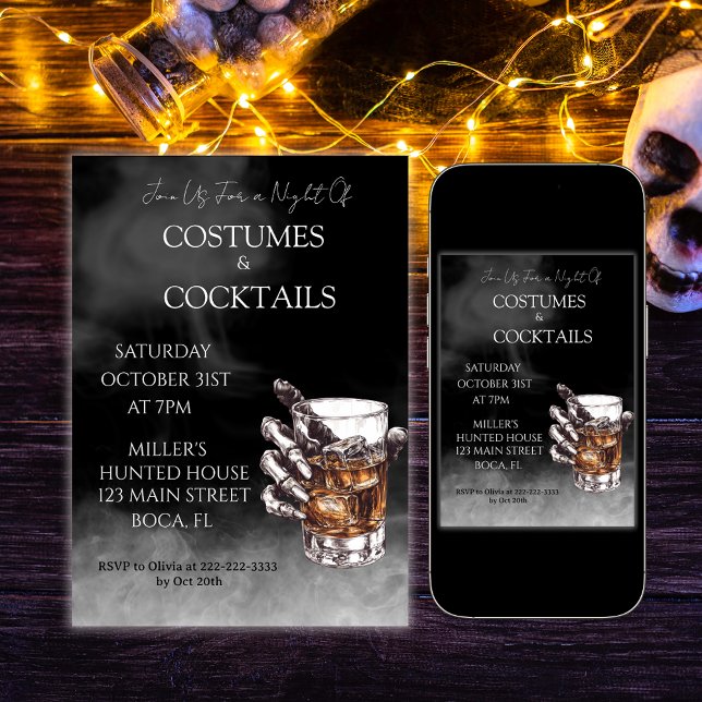 Scary Costume and cocktails Halloween Party  Invitation (Creator Uploaded)