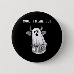 Scary Cow Farmer Halloween Ghost Funny Moo I Mean  6 Cm Round Badge
