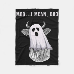 Scary Cow Farmer Halloween Ghost Funny Moo I Mean  Fleece Blanket