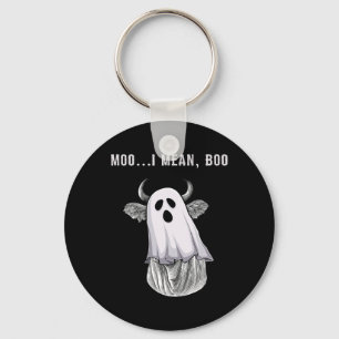 Scary Cow Farmer Halloween Ghost Funny Moo I Mean Key Ring