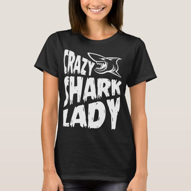 Scary Crazy Shark Lady T-Shirt (Front)