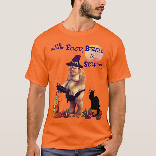Scary Creature Orange Halloween Autumn T-Shirt (Front)