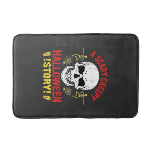 Scary Creepy Halloween Story Skull Design_1 Bath Mat