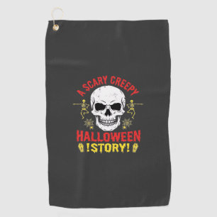 Scary Creepy Halloween Story Skull Design_1 Golf Towel