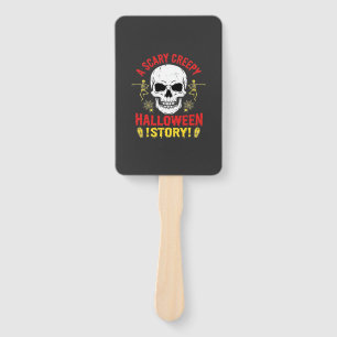 Scary Creepy Halloween Story Skull Design_1 Hand Fan