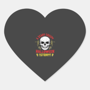 Scary Creepy Halloween Story Skull Design_1 Heart Sticker