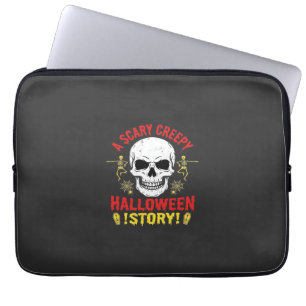 Scary Creepy Halloween Story Skull Design_1 Laptop Sleeve