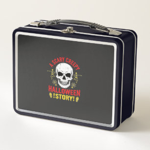 Scary Creepy Halloween Story Skull Design_1 Metal Lunch Box