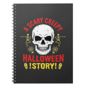 Scary Creepy Halloween Story Skull Design_1 Notebook