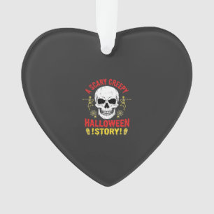 Scary Creepy Halloween Story Skull Design_1 Ornament