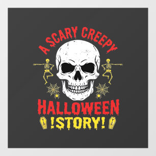 Scary Creepy Halloween Story Skull Design_1 Window Cling