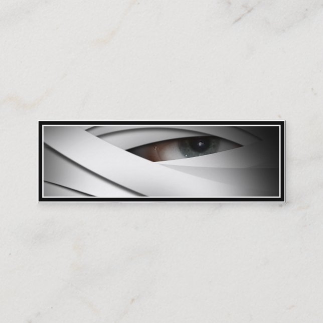 Scary Creepy One Eyed Halloween Mummy Mini Business Card (Front)