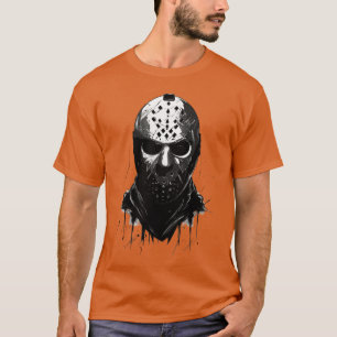 Scary Creppy Halloween Ice Hockey Goalie Mask retr T-Shirt