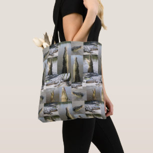 Scary Crocodile Photo Collage,   Tote Bag