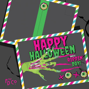 Scary Cute Fun Zombie Happy Halloween XOXO! Holiday Postcard