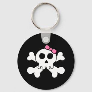 Scary cute Girly skull and cross bones Key Ring