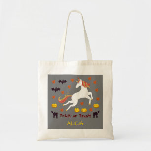 Scary Cute Halloween Unicorn Pumpkins Bats Custom Tote Bag