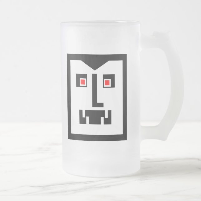 Scary  Cyborg Vampire Bot - Customised Frosted Glass Beer Mug (Right)