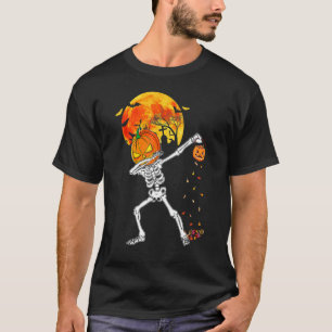 Scary Dabbing Skeleton Pumpkin Halloween Costume B T-Shirt