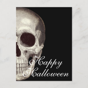 Scary Dead Skull Happy Halloween Postcard