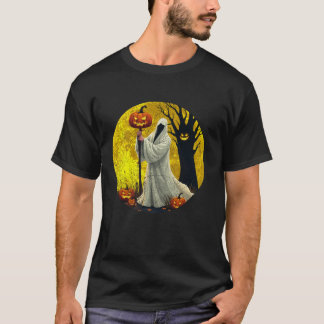 Scary Death Ghost Halloween Moon Jack o Lantern Vi T-Shirt