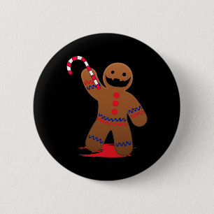 Scary Death Gingerbread Man For Halloween 6 Cm Round Badge