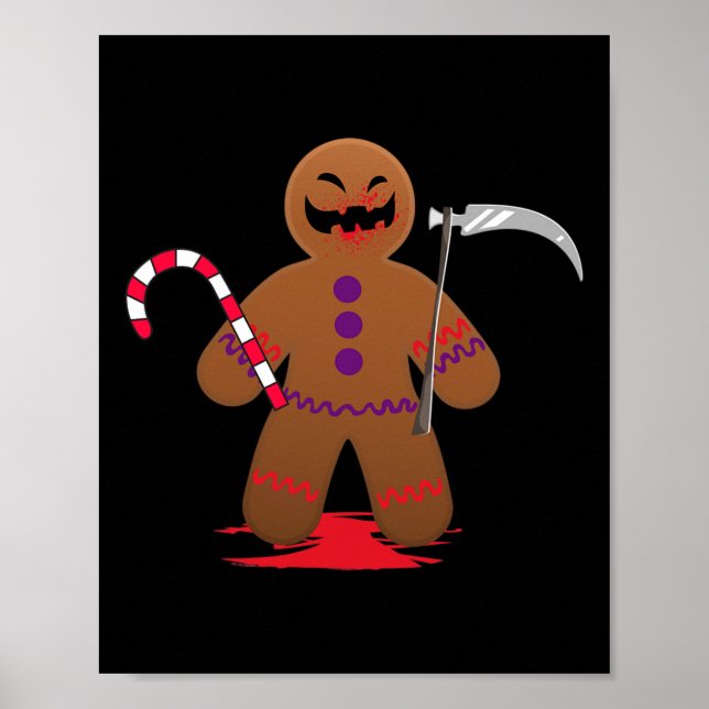 Scary Death Gingerbread Man For Halloween  Poster (Front)