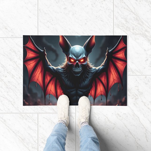 Scary Demonic Skull Bat Monster Doormat (Indoor)
