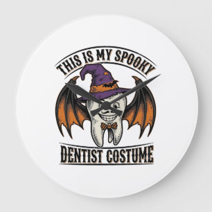Scary Dentist Costume Halloween Dental Shirt Art_1 Large Clock