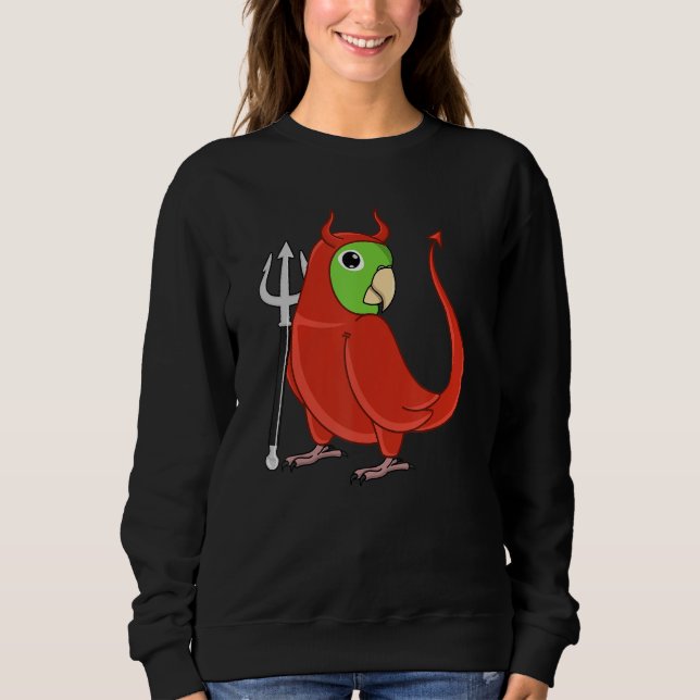 Scary Devil Costume Parrot I Green Parrotlet Sweatshirt (Front)