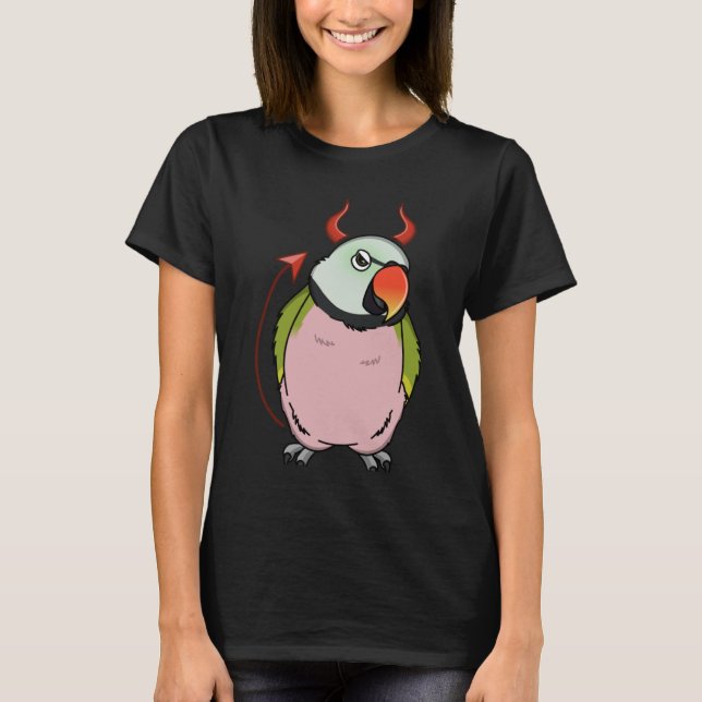 Scary Devil Costume Parrot I Moustache Parakeet T-Shirt (Front)