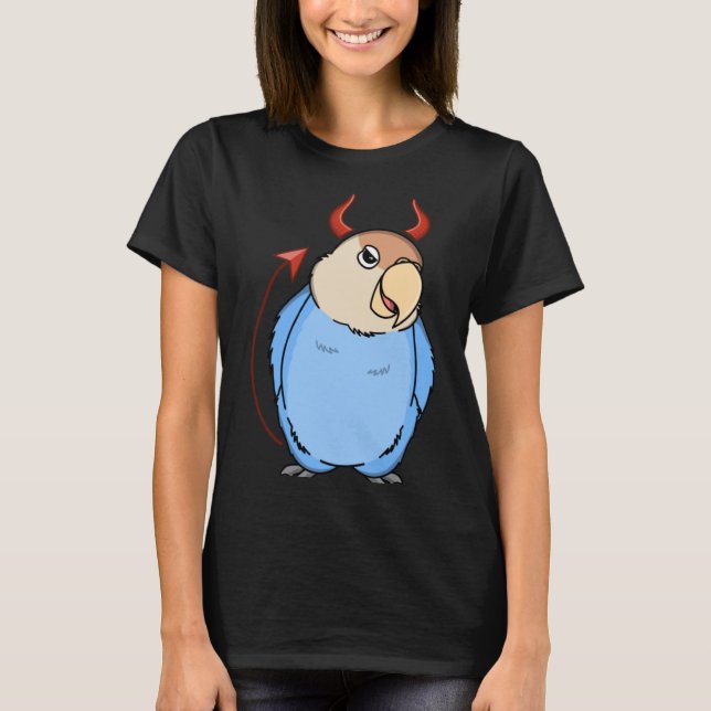 Scary Devil Costume Parrot I Peach faced Blue Love T-Shirt (Front)