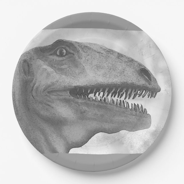 Scary Dinosaur Paper Plate (Front)