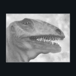 Scary Dinosaur Postcard<br><div class="desc">This post card features an impressive tyrannosaurus dinosaur. Would make a great birthday party invitation!</div>