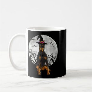 Scary Doberman Pinscher Dog Witch Hat Halloween Coffee Mug