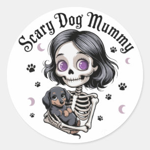  Scary Dog Mummy Skeleton Dachshund  Classic Round Sticker