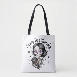 Scary Dog Mummy Skeleton Dachshund Tote Bag