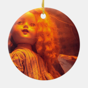 Scary Doll and Rat Ceramic Tree Decoration