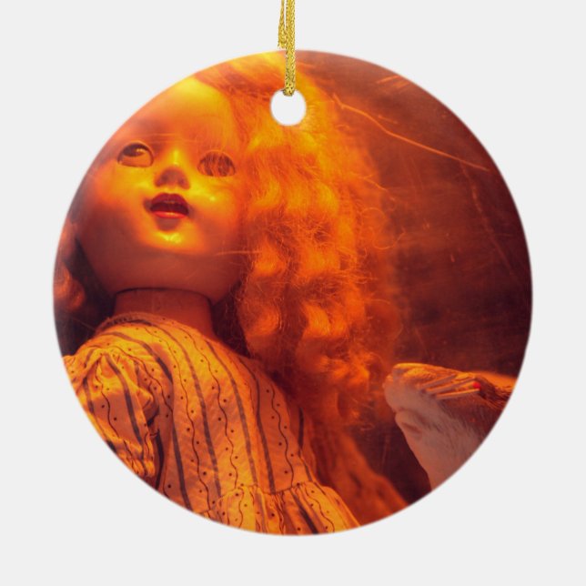 Scary Doll and Rat Ceramic Tree Decoration (Back)
