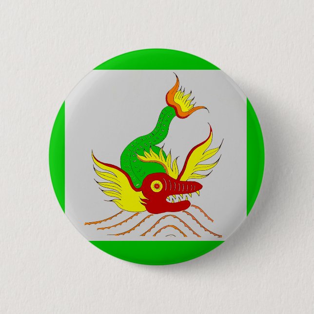 scary dragon 6 cm round badge (Front)