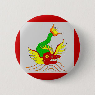 scary dragon 6 cm round badge